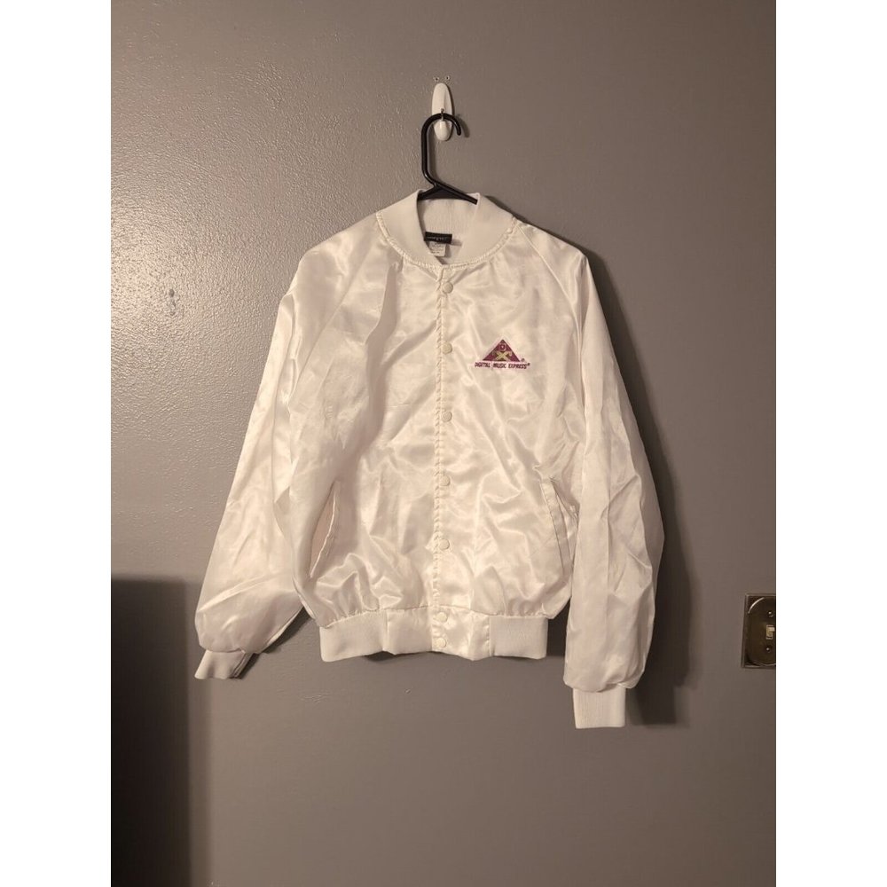 America's Finest Jackets White Satin Bomber Jacket Size L Digital Music Express